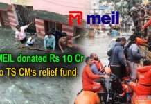 MEIL donated Rs 10 Cr to TS CM's relief fund.