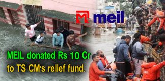 MEIL donated Rs 10 Cr to TS CM's relief fund.